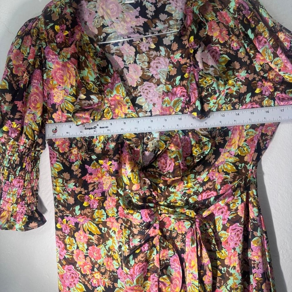 Topshop Floral Ruffle Mini Dress Womens Size 6 Autumn Wedding Guest Cocktail - Picture 6 of 7